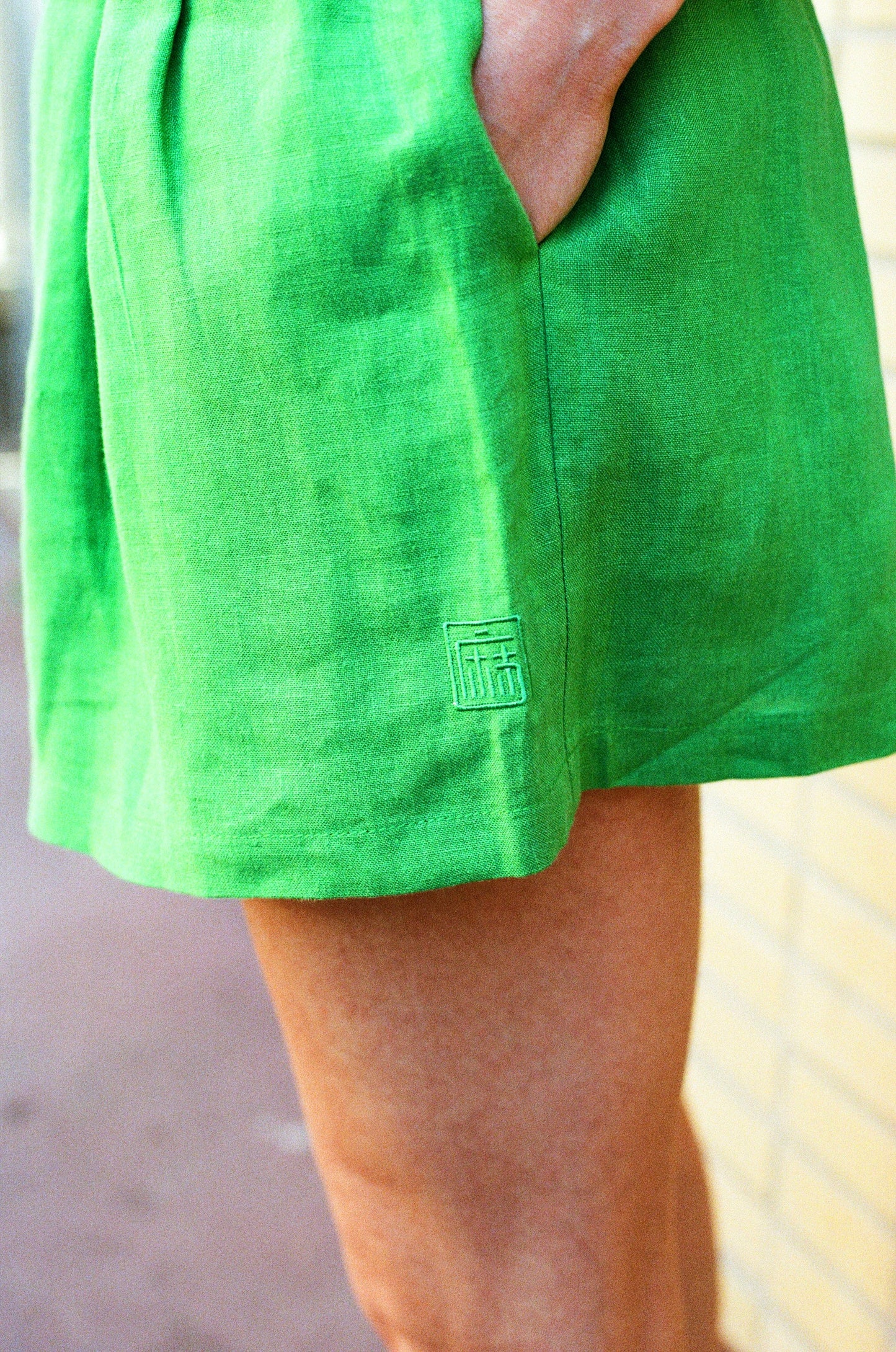 Olivia Linen Shorts - Jade - Delivery from April 2026