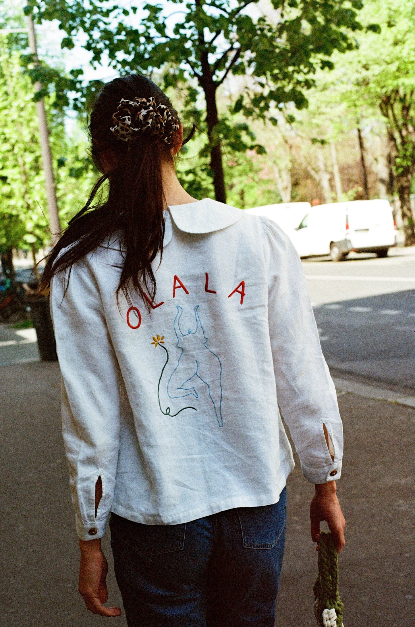 OLALA Embroidered Claudine Linen Blouse - White  x Laetitia Rouget