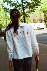 OLALA Embroidered Claudine Linen Blouse - White  x Laetitia Rouget