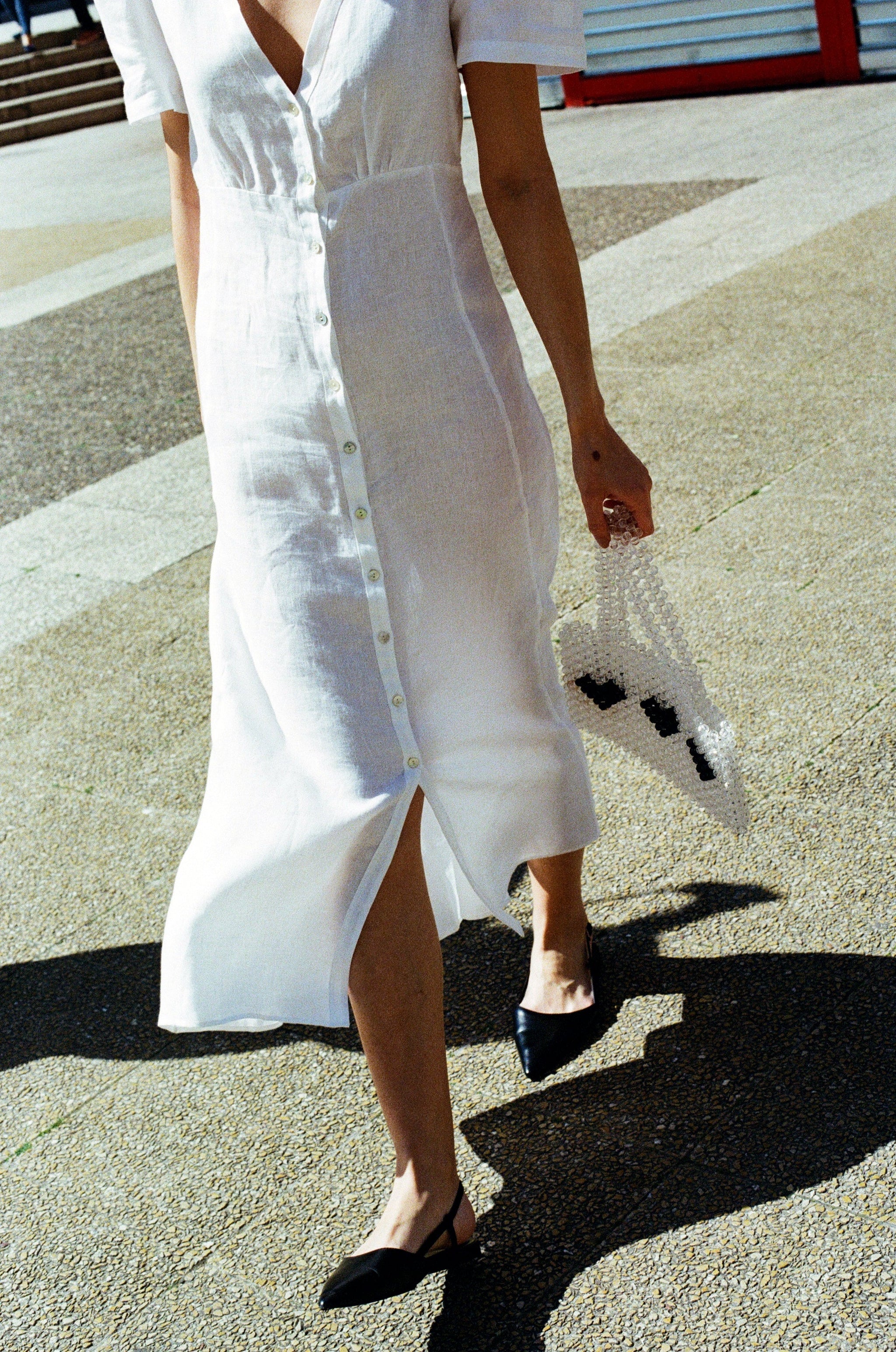 Daisy Linen Dress  - White