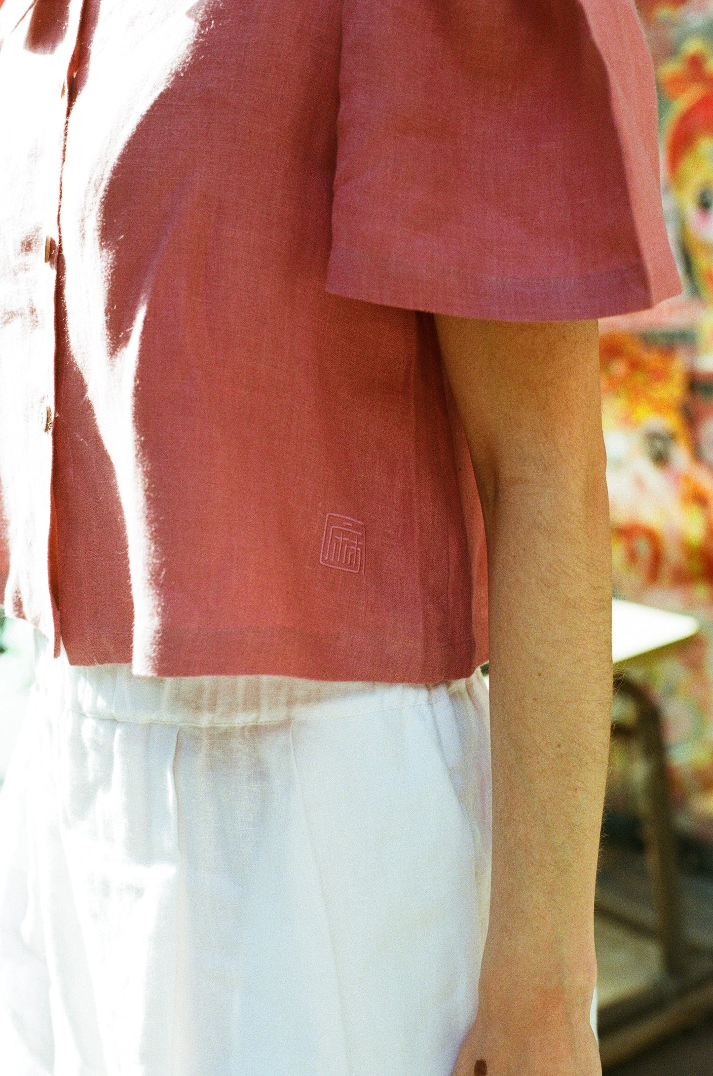 Frances Linen Cropped Blouse  - Berry - Delivery from April 2026