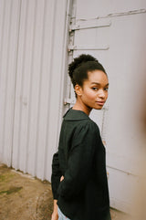 Claudine Linen Blouse  - Black