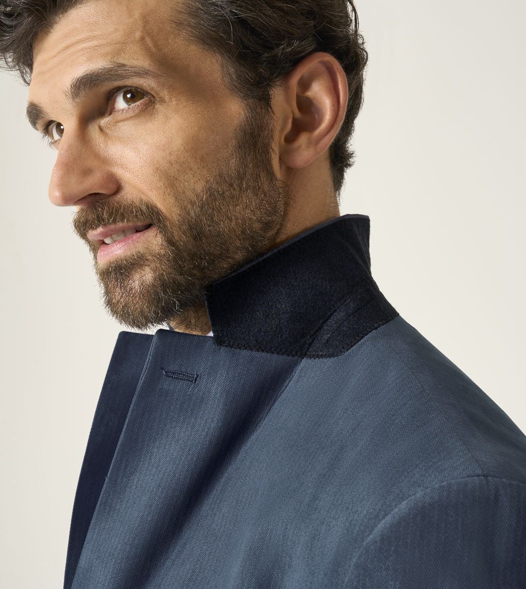 Skopes Tailored Fit Padua Jacket For Men in Blue Herringbone, 36S-62L