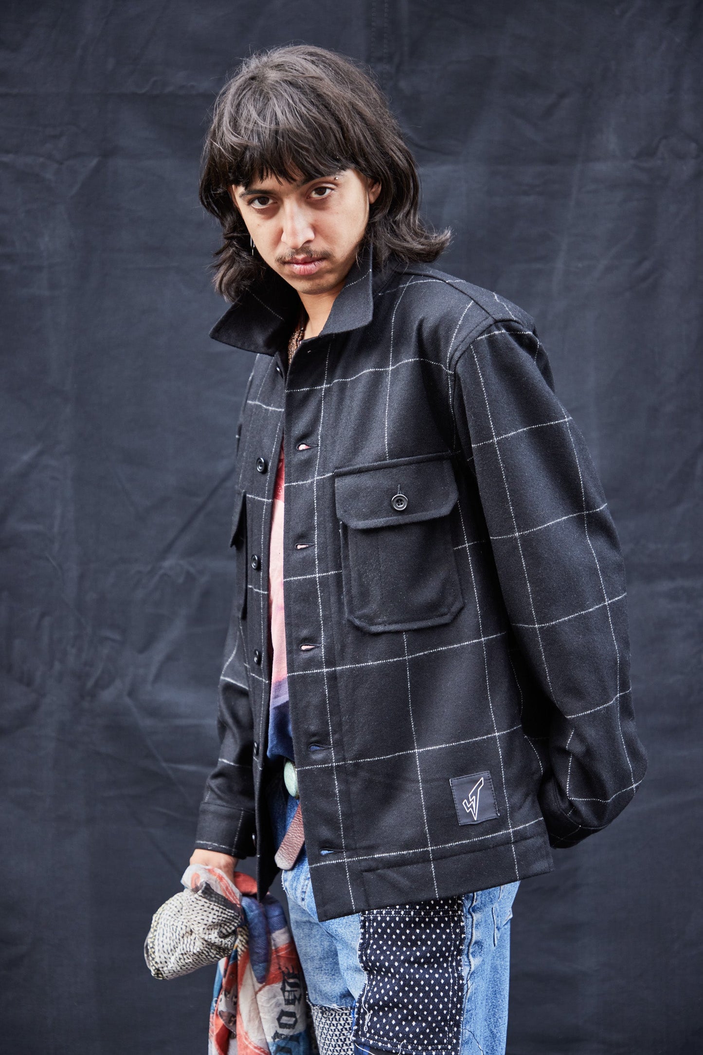 Wool Workshirt in Black Window Pane