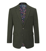 Skopes Jude Suit Tailored Fit Jacket For Men in Olive Green Tweed Herringbone, 36S to 62L