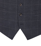Skopes Thoresby Ultimate Comfort Suit Waistcoat For Men in Navy Blue/Grey Check, 34R to 62R