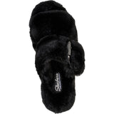 Skechers (GAR167238) Women's Cozy Wedge Slipper Sandal in Black 3 to 8