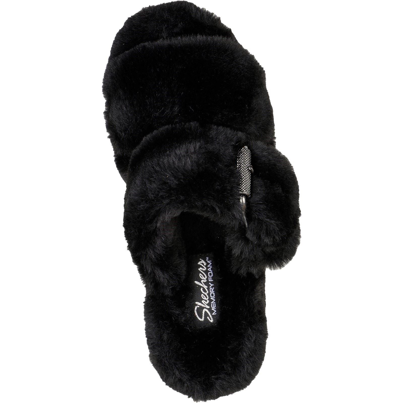 Skechers (GAR167238) Women's Cozy Wedge Slipper Sandal in Black 3 to 8