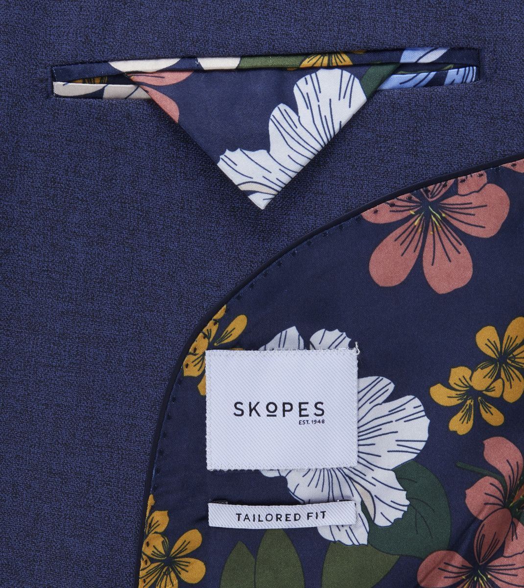 Skopes Jodrell Suit Tailored Fit Jacket For Men in Navy Blue Marl Tweed Effect, 36S to 62L