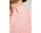 Double Two Men's Pure Cotton Short Sleeve Stripe Shirt in Pink/White 2XL to 5XL
