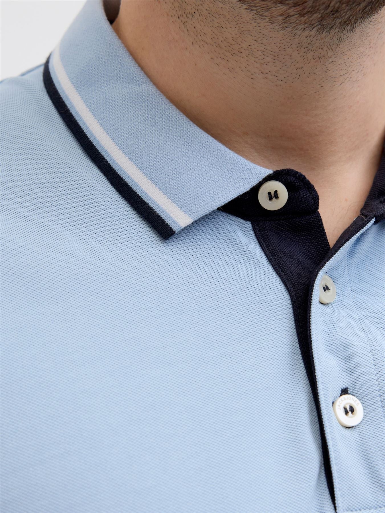 JACK & JONES Plus Size Short Sleeve Luxury Polo Shirt for Men in Chambray Blue, 2XL-6XL