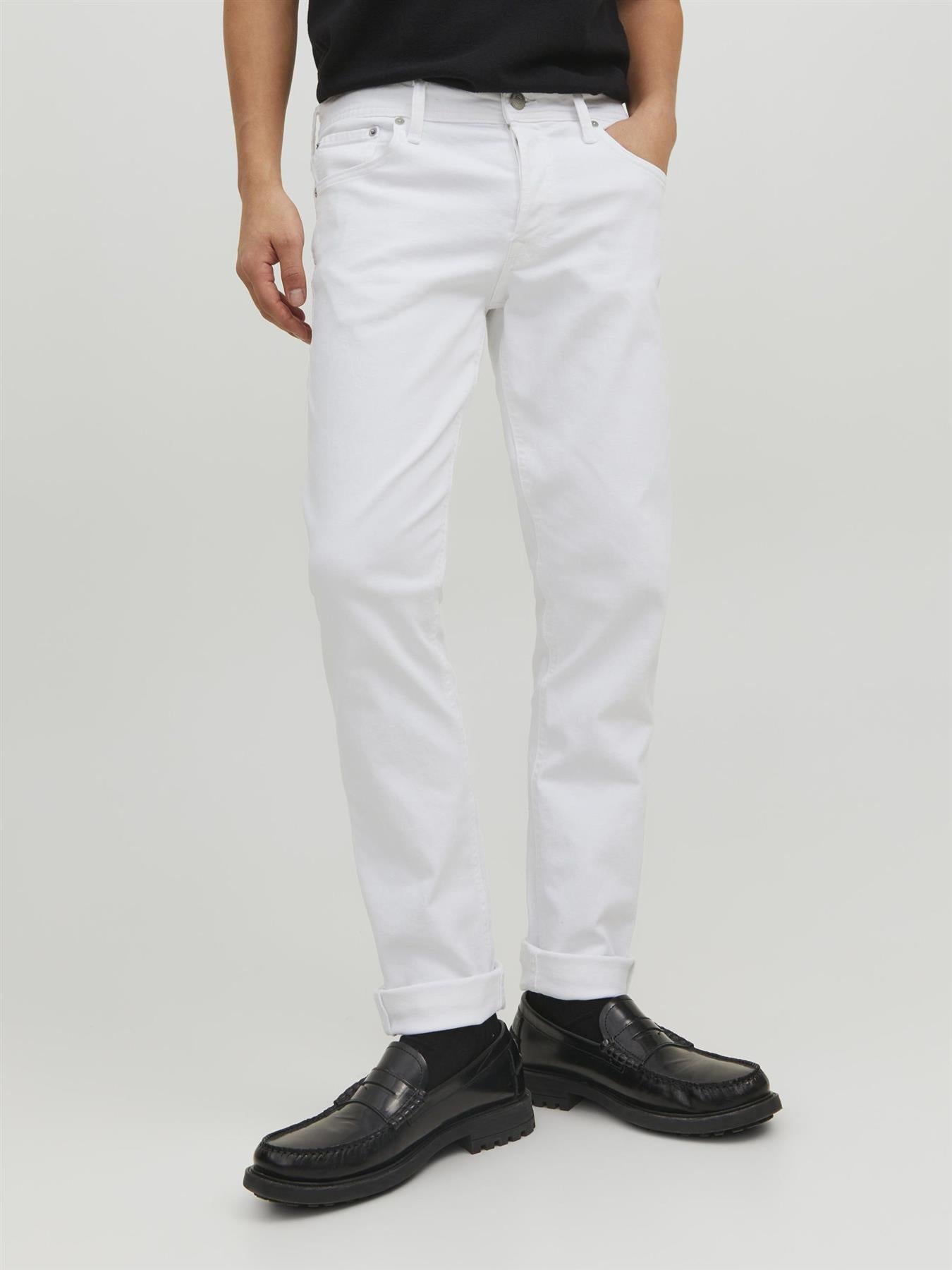 Jack & Jones Slim Fit Jeans For Men (JJIGLENN JJORIGINAL MF 221 SN) in White, 31W