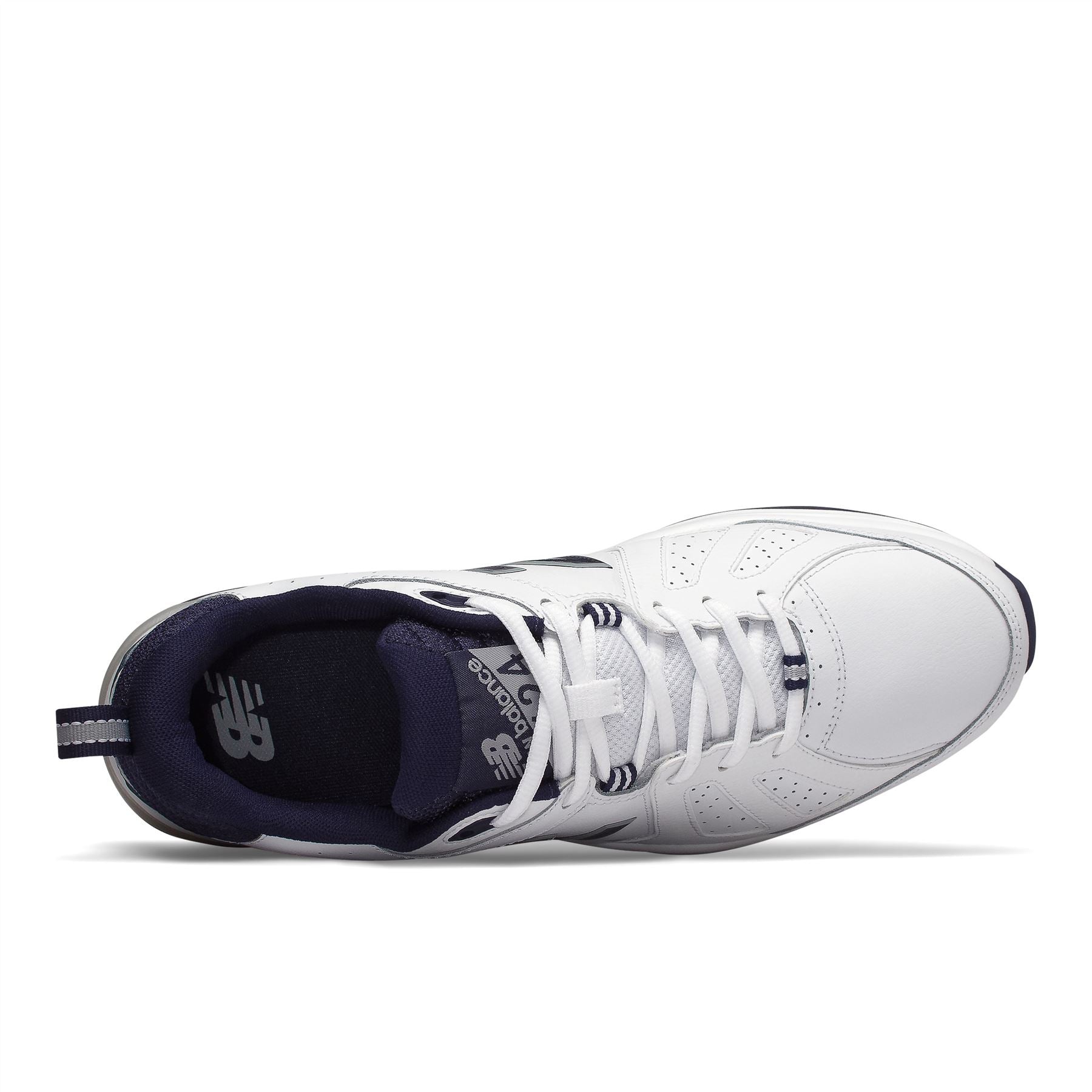 New Balance Mens Extra Extra Wide Fit (6E) Leather Sneakers (624) in White/Navy