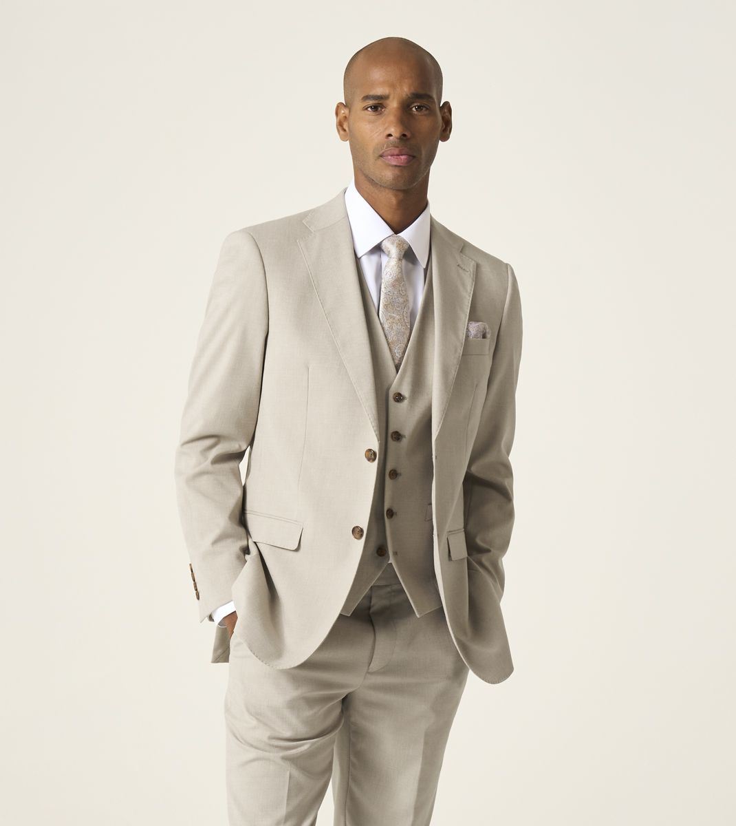 Skopes Caspian Suit Tailored Fit Jacket For Men in Stone Beige, 36S-64L