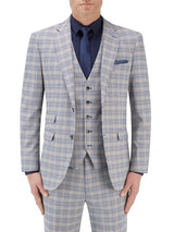 Skopes Men's Tailored Fit Suit Jacket Jacket Sturridge Puppy Tooth Cream-Navy