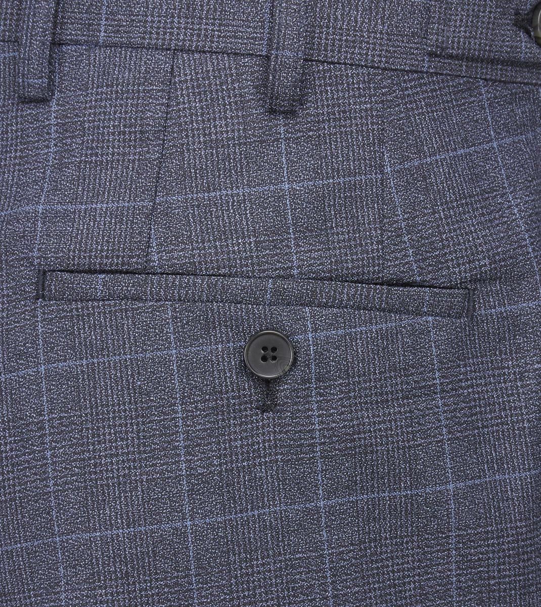Skopes Men's Anello Check Tapered Fit Suit Trouser in Blue Waist 30 to 38