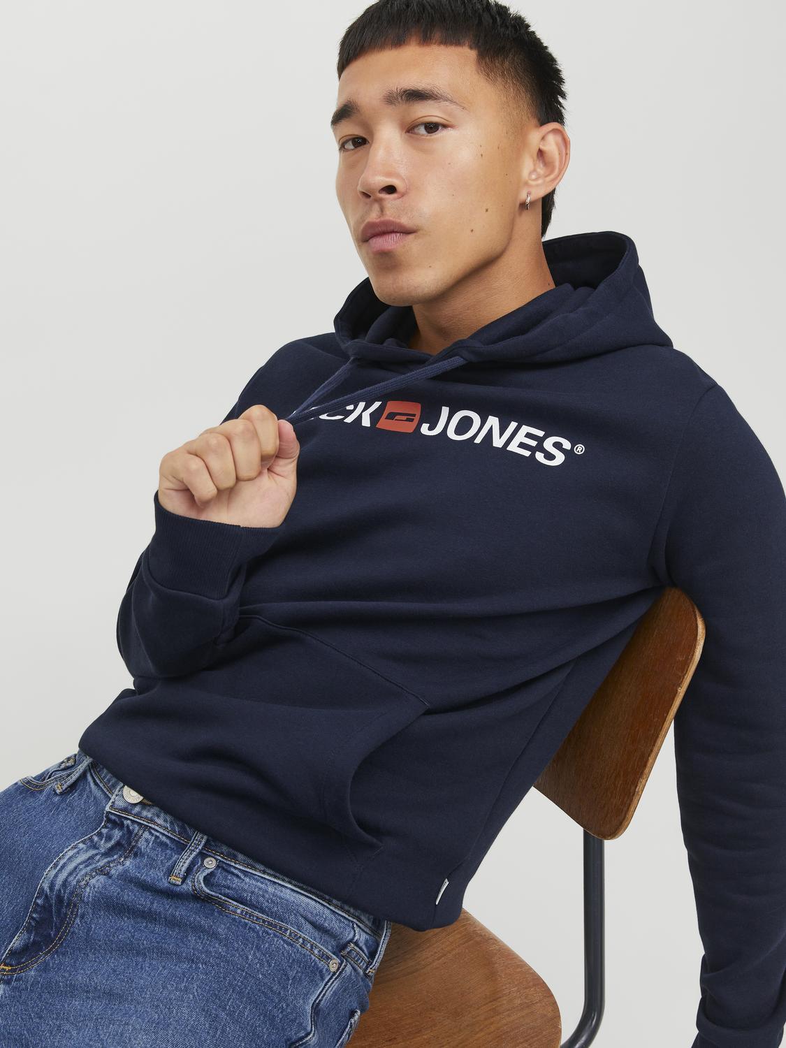 Jack & Jones Old Logo Sweat Hood For Men (JJECORP) in 3 Colours, Large