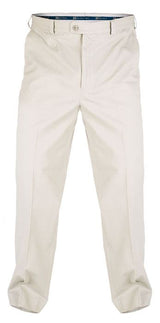 DUKE LONDON PEACHED AND WASHED COTTON CHINO TROUSERS IN WAIST SIZE 42 TO 60" & INSIDELEG 30/32/34", NAVY AND BEIGE COLORS