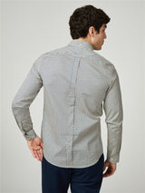 Ben Sherman Big Size Split Spot Print Long Sleeve Shirt For Men in Fog, 2XL-5XL