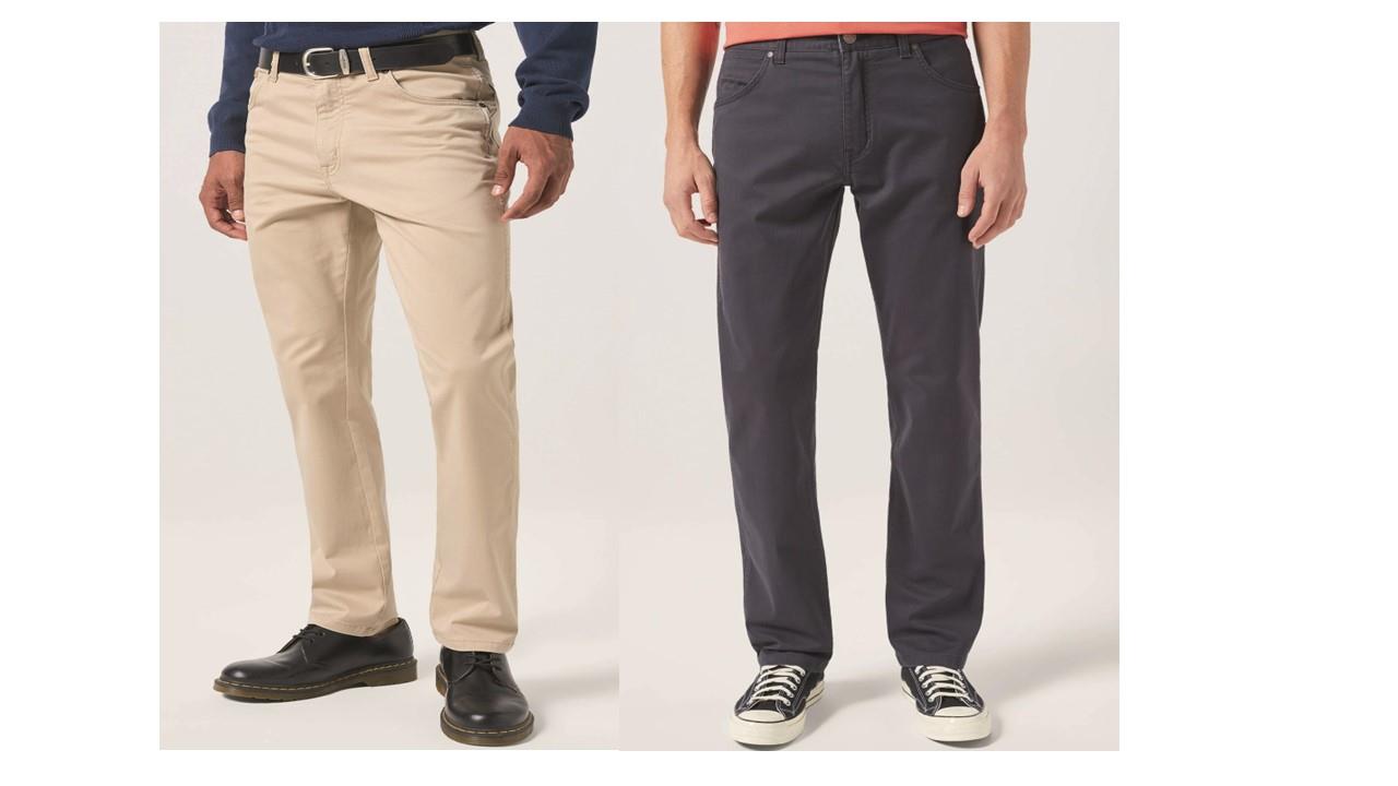 Wrangler Greensboro Regular Straight Soft Cotton Chino Waist 38 To 44 in Stone and Dark Navy Colours