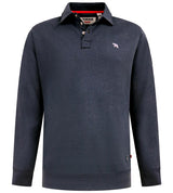 D555 SKEGNESS Collar Sweatshirt  For Men With Black Snap Button Placket in Navy Marl, 2XL-6XL