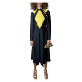 Rare Vintage 1970's Original Black & Yellow Dress Designed by Ossie Clark UK 8 - 10