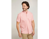 Double Two Men's Pure Cotton Short Sleeve Stripe Shirt in Pink/White 2XL to 5XL