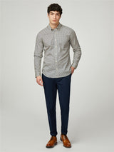 Ben Sherman Big Size Split Spot Print Long Sleeve Shirt For Men in Fog, 2XL-5XL