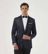 Skopes Men's Plus Size New Soft Touch Paisley Jacket Tieston in Navy  52 To 62