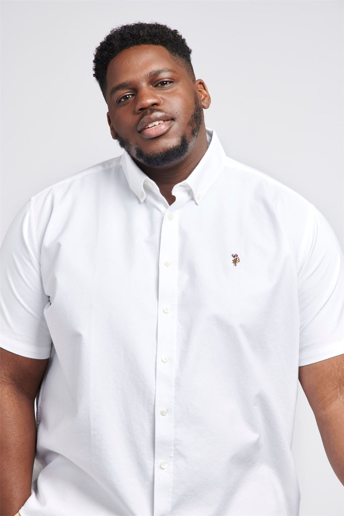 US Polo Plus Size Oxford Short Sleeve Shirt in Bright White, 3XL-5XL