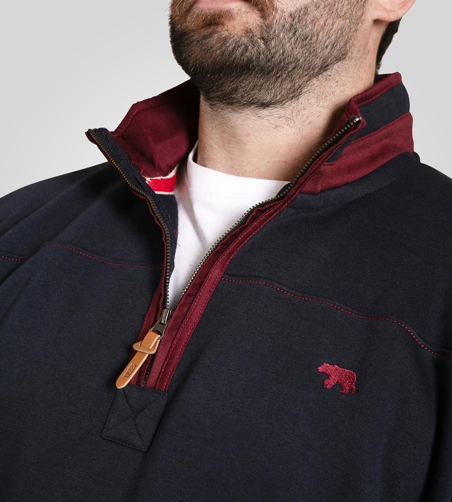 D555 LEICESTER 1 Quarter Neck Fleece Sweatshirt For Men (Tall) in Navy, LT-3XLT