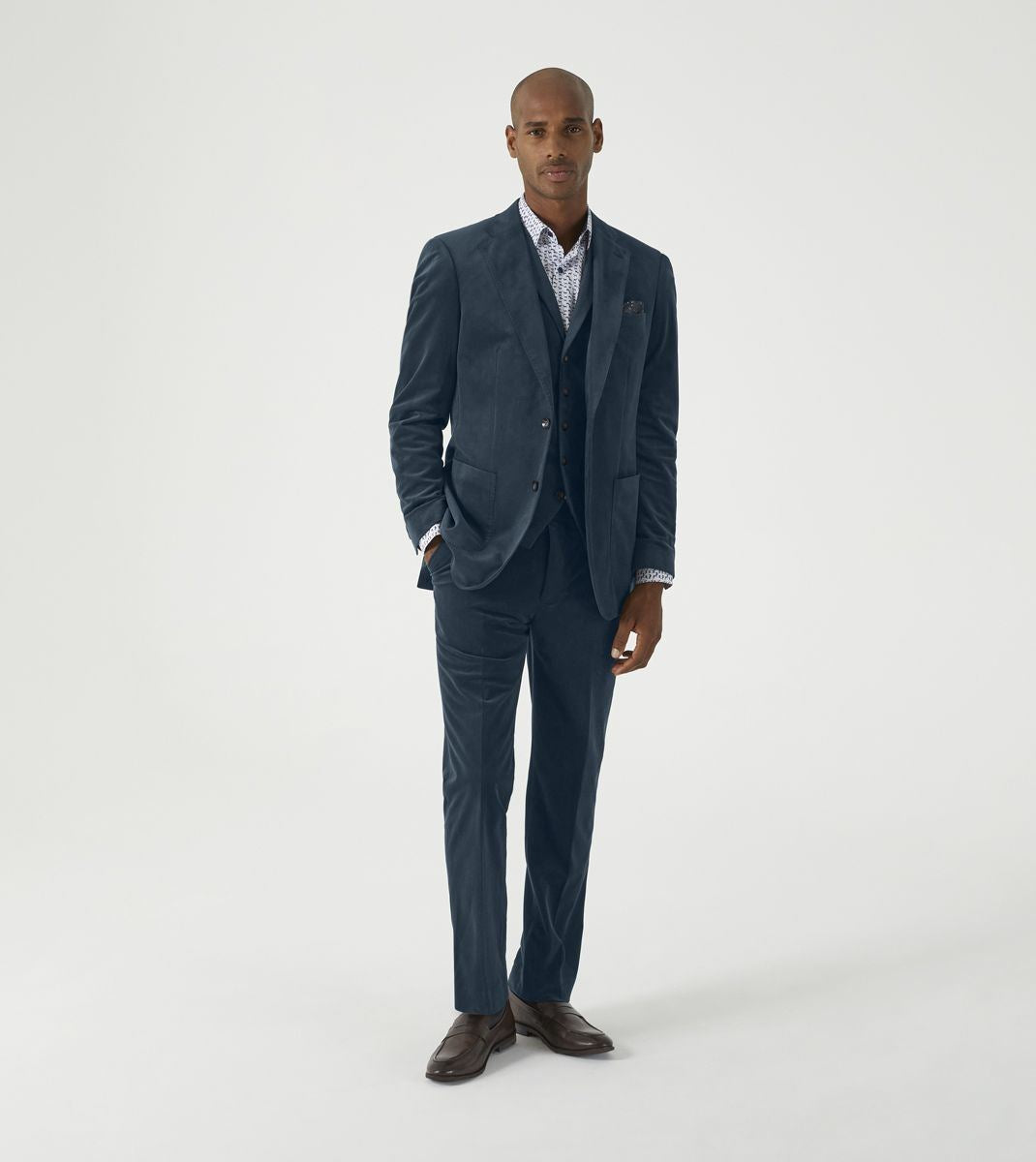 Skopes Atkinson Suit Waistcoat For Men in Teal Blue Corduroy, 34R to 62R