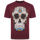 KAM Mens Plus Size Coloured Skull Print Tee in 3 Colour Options 2XL to 8XL