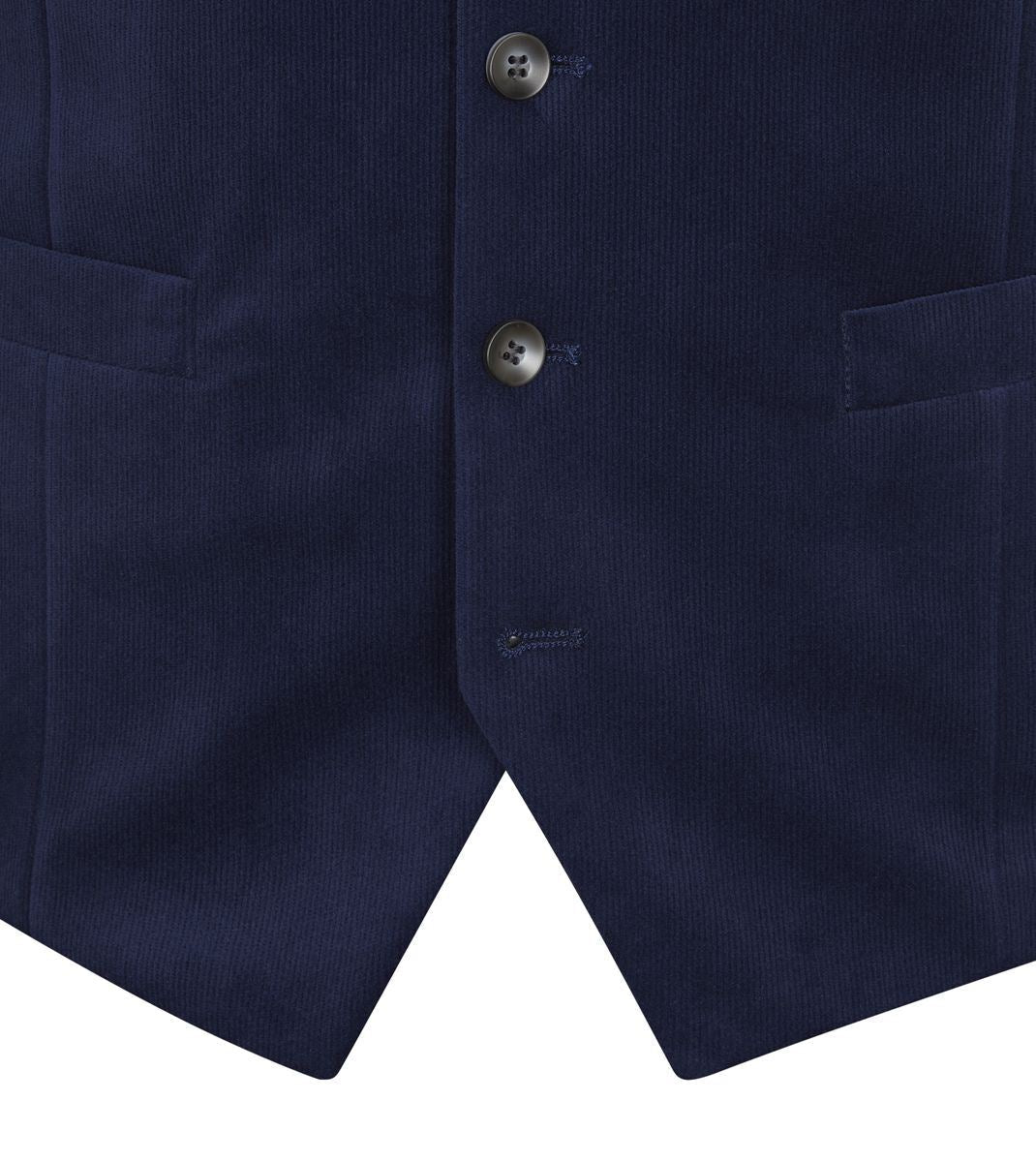 Skopes Atkinson Suit Waistcoat For Men in Navy Blue Corduroy, 34R to 62R