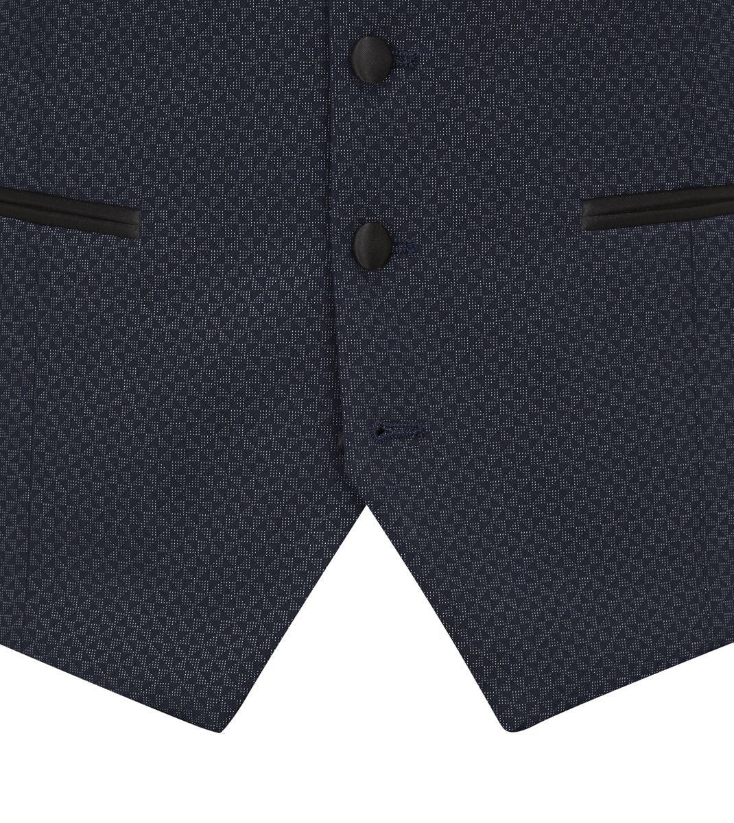 Skopes Cuba Dinner Suit Waistcoat For Men in Navy Blue Geo, 36R to 62R