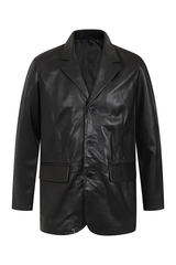 Men's Genuine Leather Blazer Coat | Black