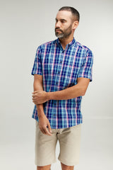 Double Two Life Style Men's Pure Cotton Short Sleeve Check Shirt (1040A) 2XL-5XL