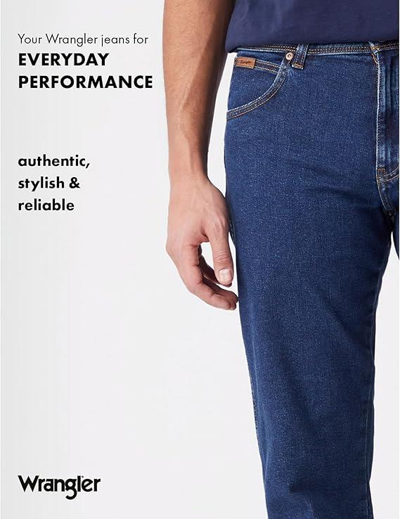 Wrangler Men's Texas Stretch jeans in a Grained Blue Denim (W12133009) Waist 30 - 50