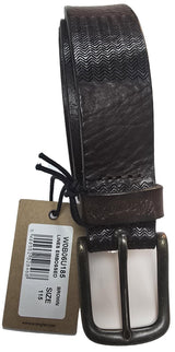 Wrangler Men Leather Belt With Self Pattern in Brown Size XS - XXL