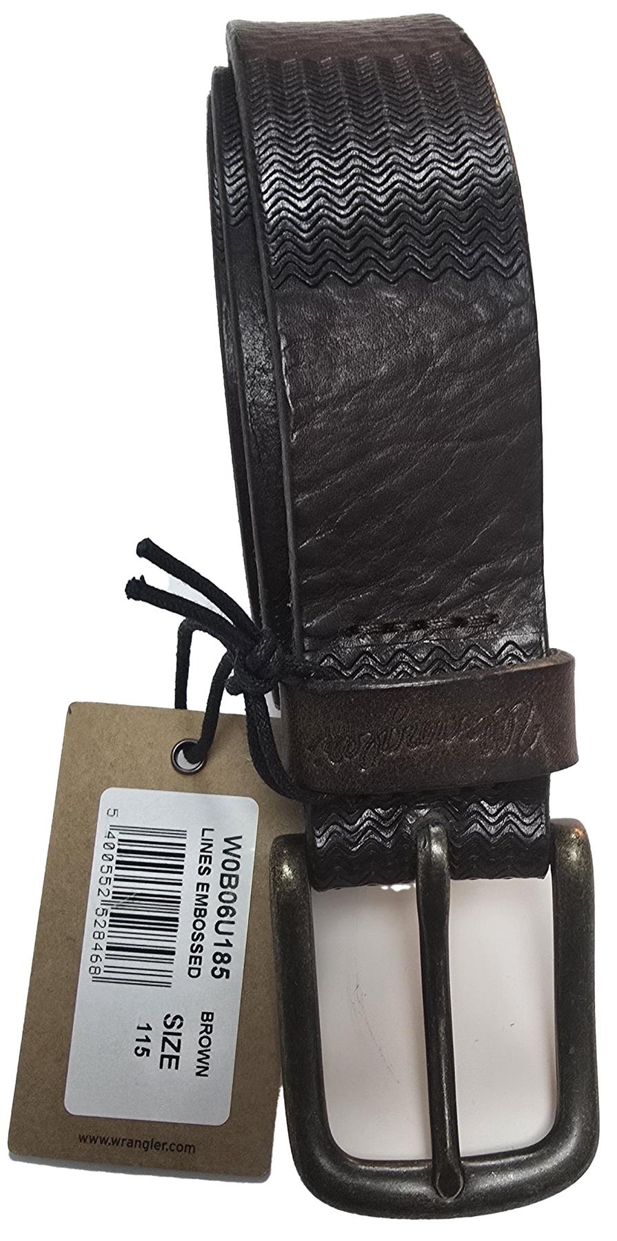Wrangler Men Leather Belt With Self Pattern in Brown Size XS - XXL