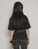 ST Lined Logo Tie-Tee in Black with Blue & Gold Tie