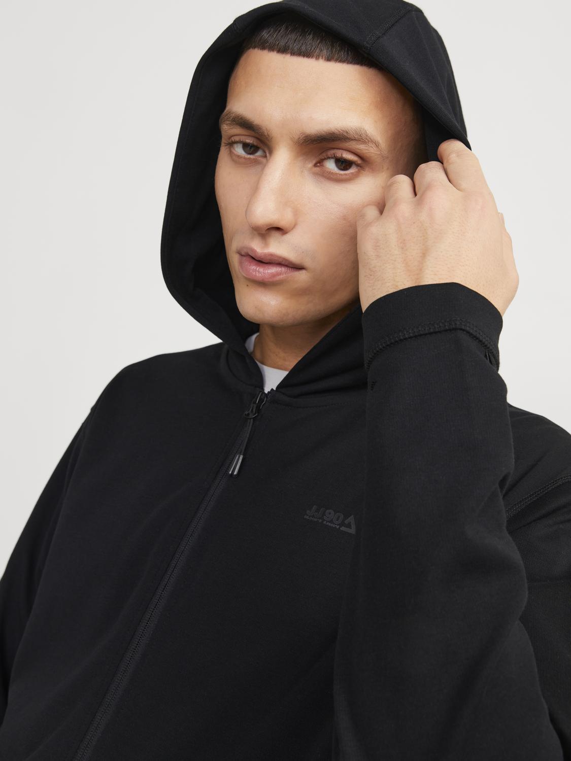 Jack & Jones Sweatshirt Zip Hoodie For Men (JCOCLOUD) in Black, L-XL