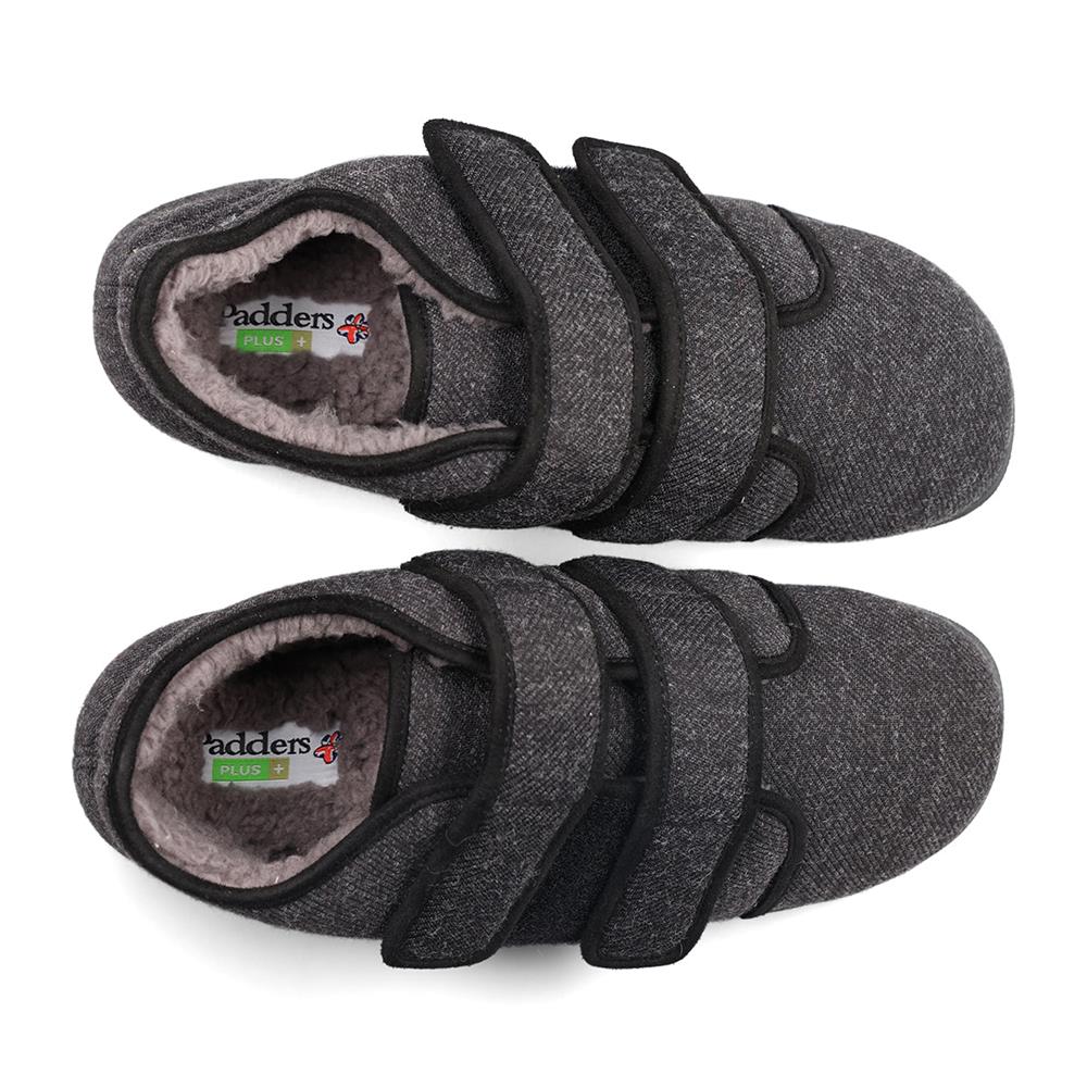 Padders+ Mens Slippers Dual Fit K/L BRIAN - CHARCOAL FLECK