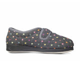 Padders Ladies Slippers 2E Fit Vulcanised CAMILLA - CHARCOAL WOVEN SPOT
