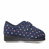 Padders Ladies Slippers 2E Fit Vulcanised CAMILLA - Navy Woven Spot