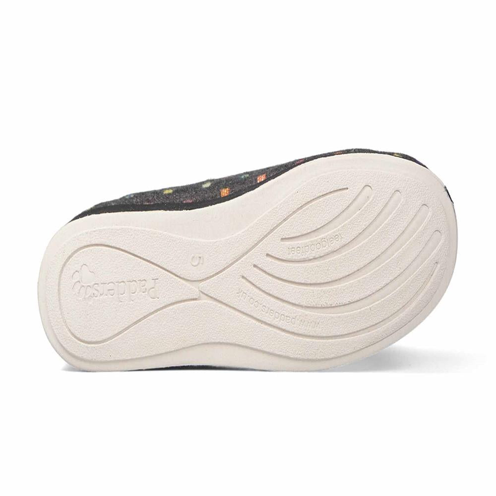 Padders Ladies Slippers 2E Fit Vulcanised CAMILLA - Navy Woven Spot