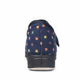 Padders Ladies Slippers 2E Fit Vulcanised CAMILLA - Navy Woven Spot