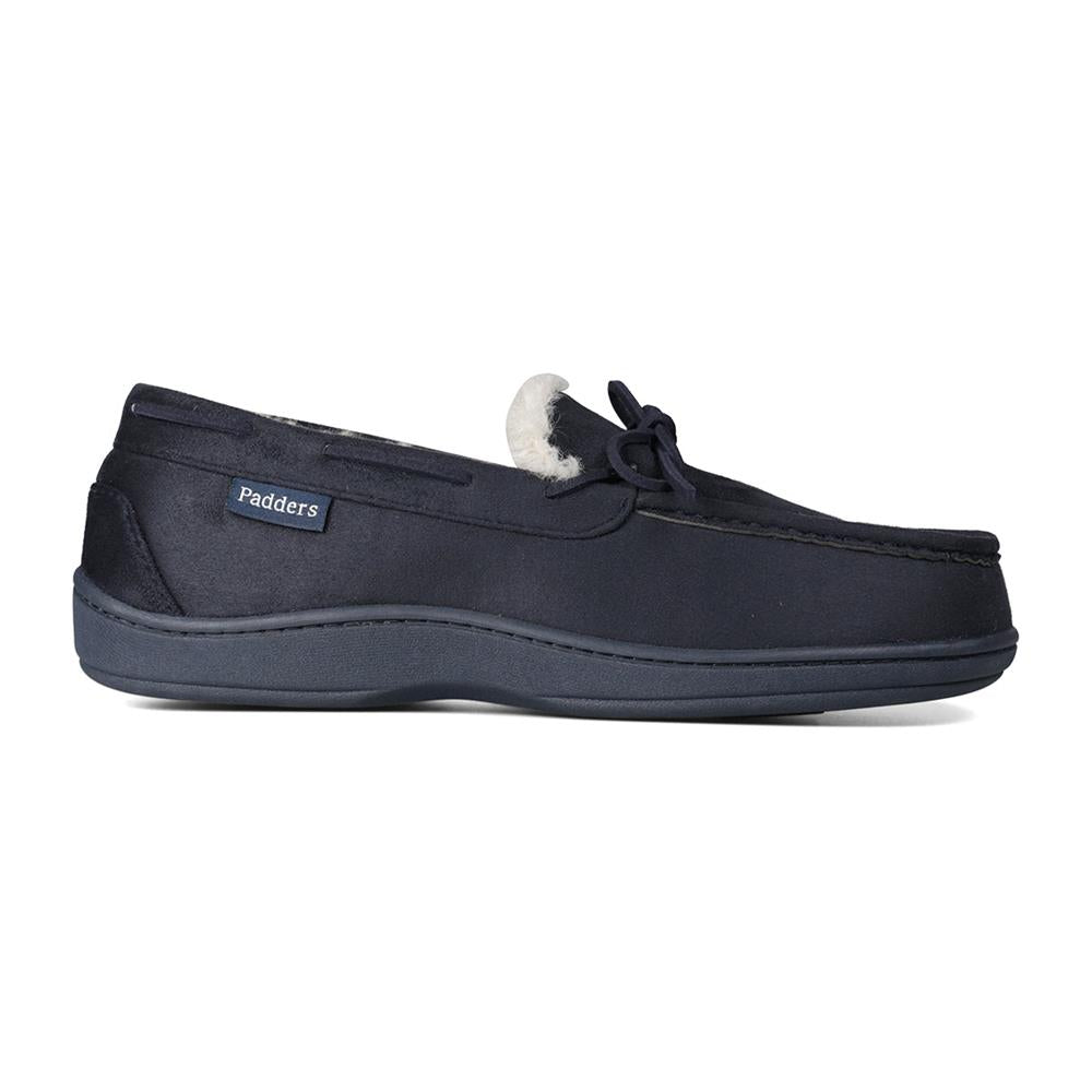 Padders Mens Slippers G Fit Side Stitched Washable CAYENNE - Navy Microsuede