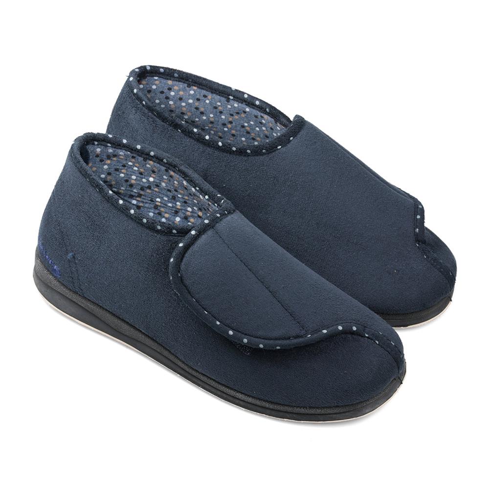 Padders Ladies Slippers 2E Fit Vulcanised CHERISH - Navy
