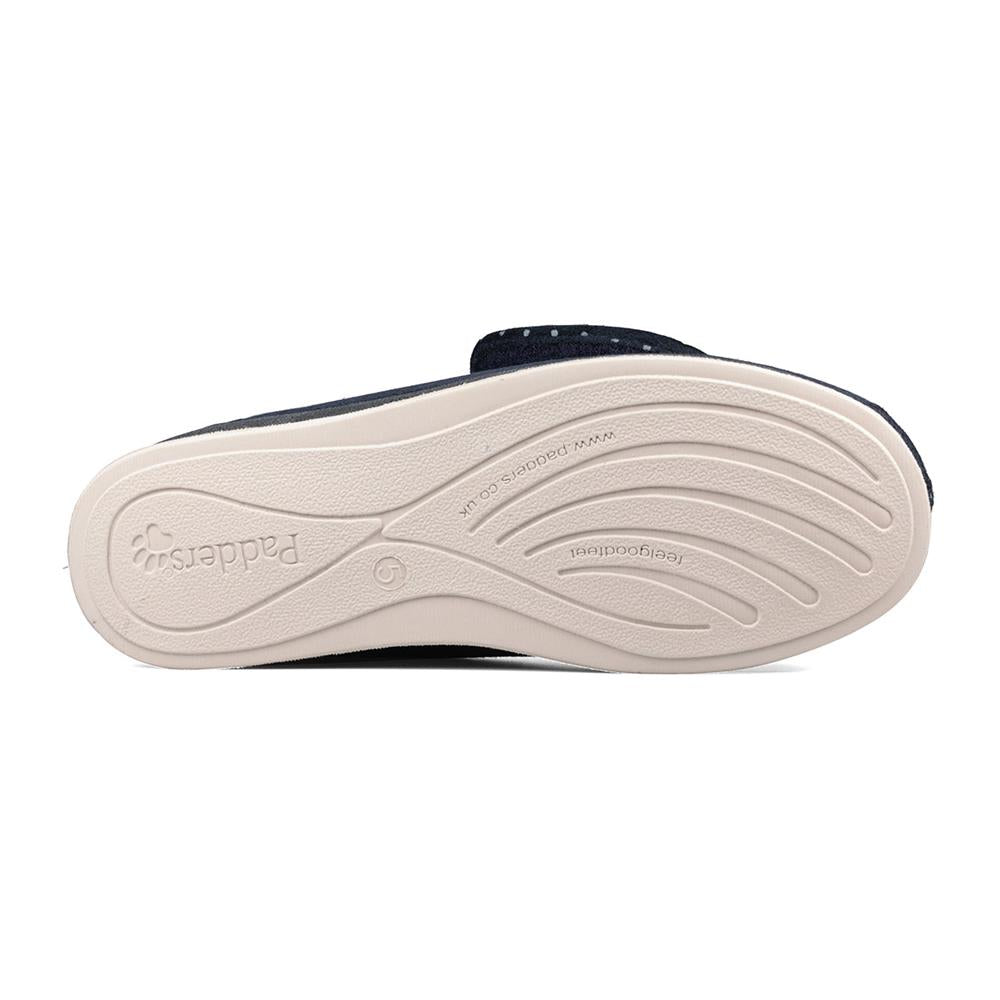 Padders Ladies Slippers 2E Fit Vulcanised CHERISH - Navy